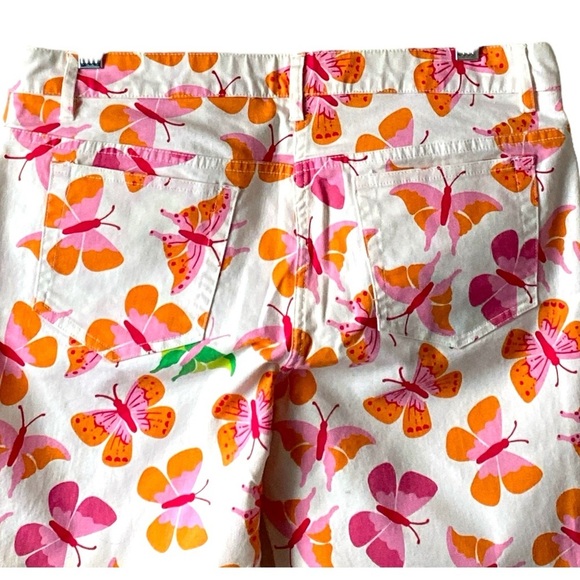 LILLY PULITZER Women’s Butterfly Print White Cropped Cotton Blend Jeans Size 10 - Picture 4 of 5